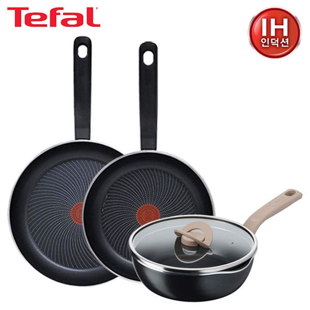 테팔 퍼펙트 쿠킹 다크 인덕션 프라이팬 24cm+28cm+G6 원픽 냄비팬 22cm(블랙) TFC-PC48OP2BL