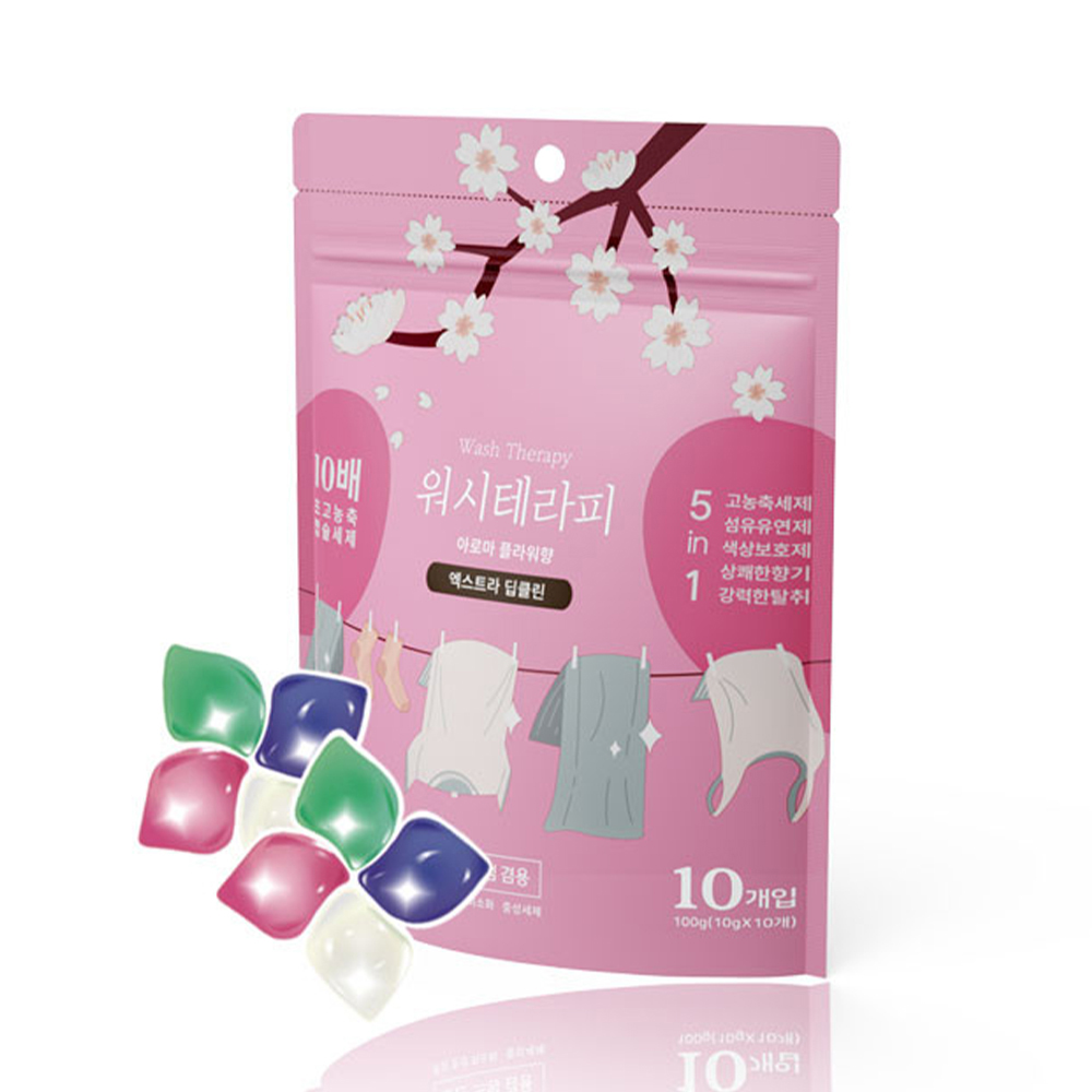 워시테라피 중성세제 10배 초고농축 캡슐 엑스트라 딥클린 스위스 다우니향 10개입(10g x 10개)_일반,드럼 겸용 상세이미지